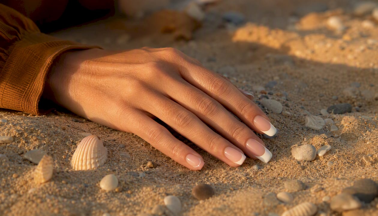 Different French manicure tip widths on nails