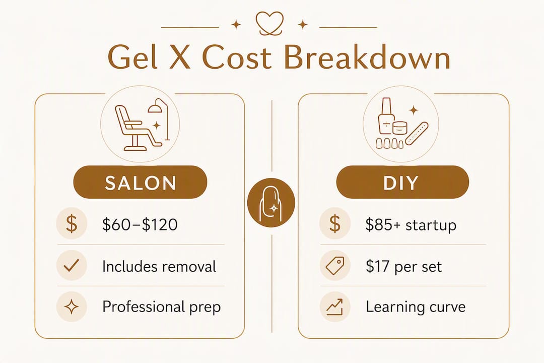 Infographic comparing salon and DIY Gel X costs