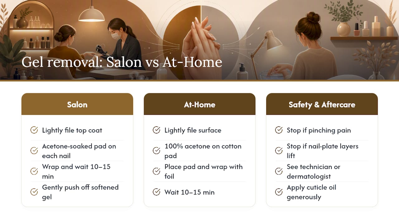How to remove gel polish without damaging your nails — overview diagram