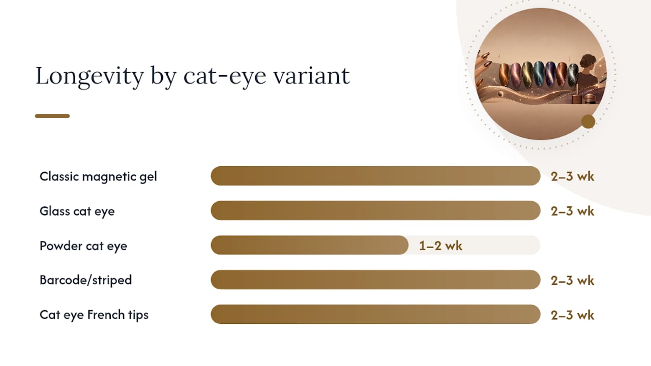 Comparison chart of cat eye nail design variants