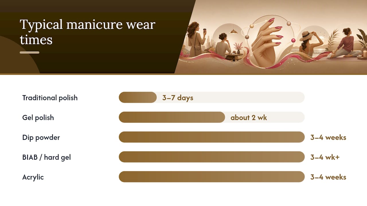 Comparison chart of manicure types and durability