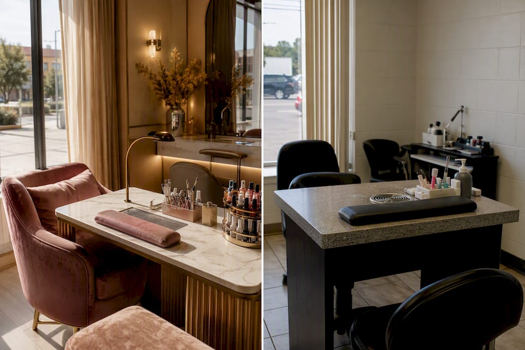 Comparison of upscale and budget nail salons