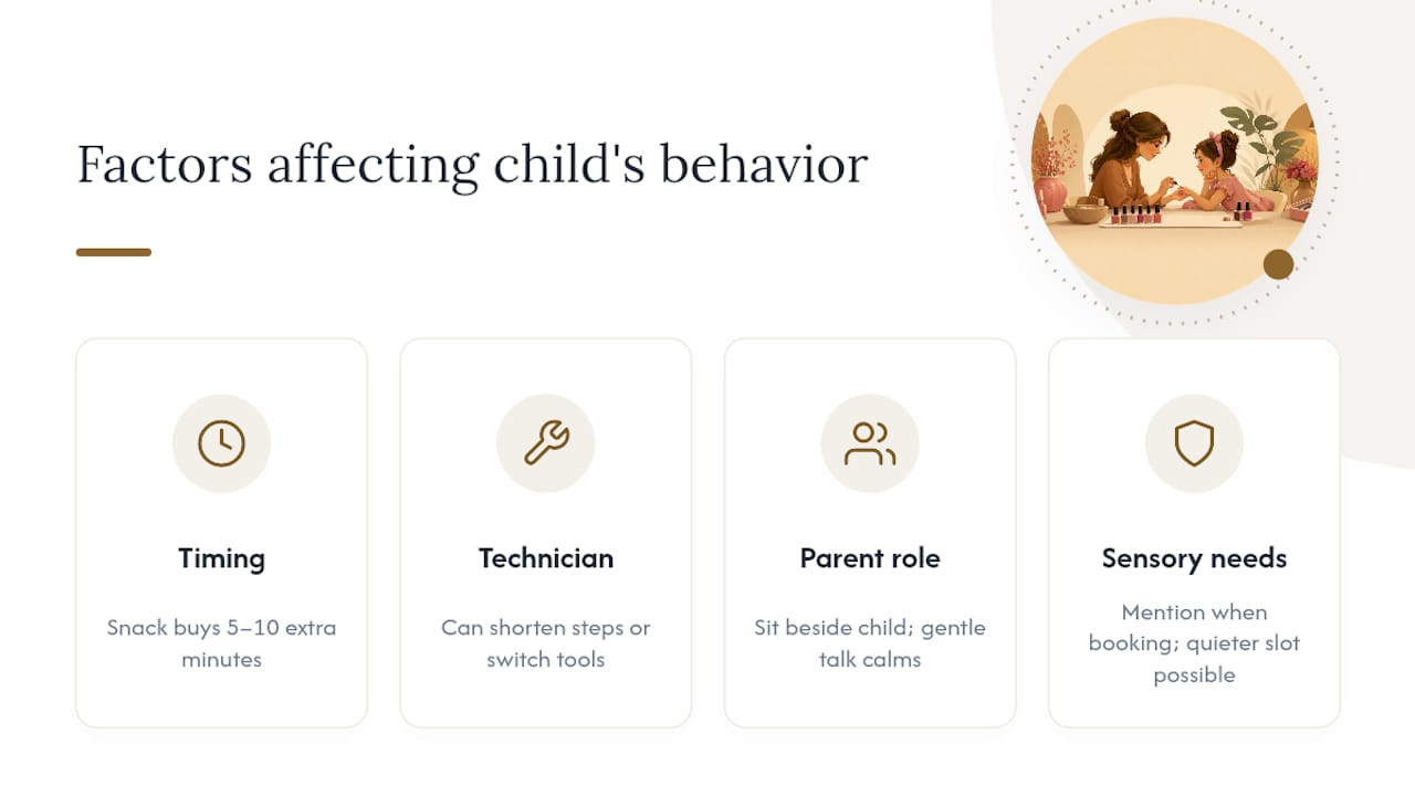 Diagram of strategies for managing child's behavior during manicure