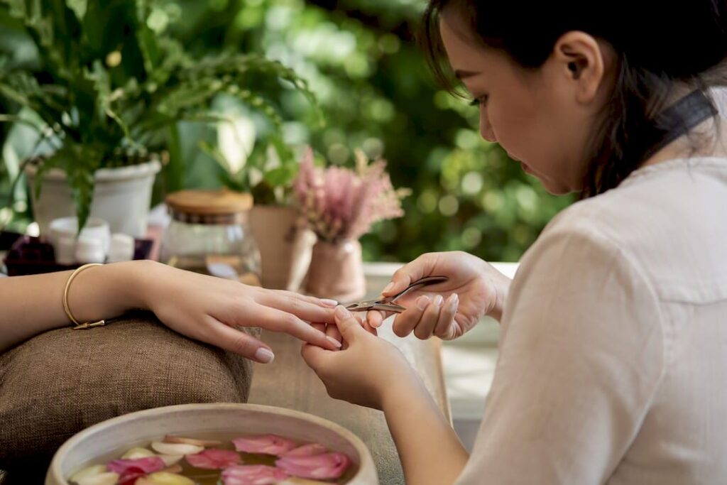 Close-up of quick manicure in luxury salon