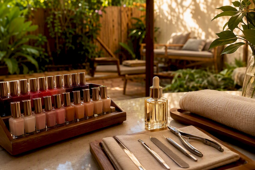 Manicure station set up for quick appointment