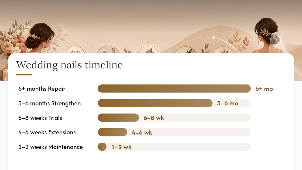 Wedding nails month-by-month care timeline