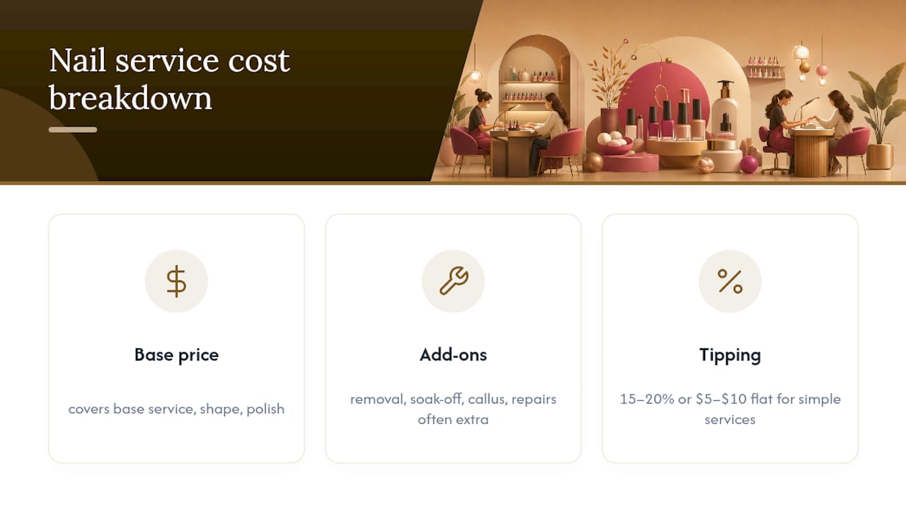 Nail salon pricing and tipping breakdown