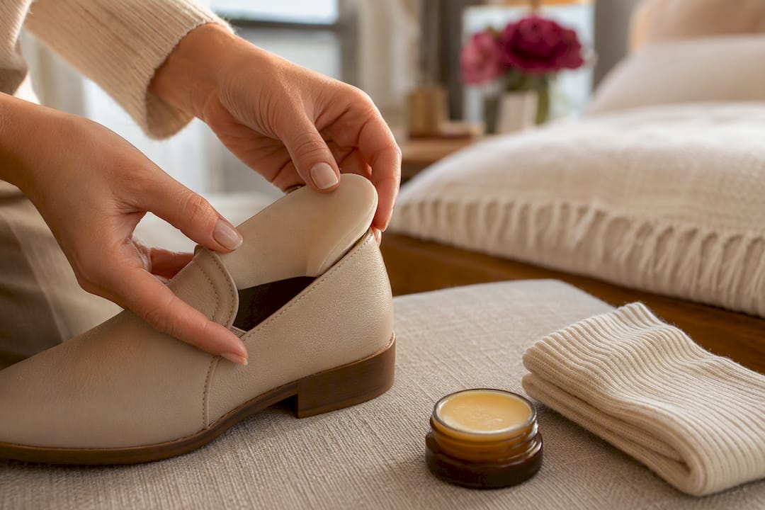 Heel cup placed inside closed-back shoe