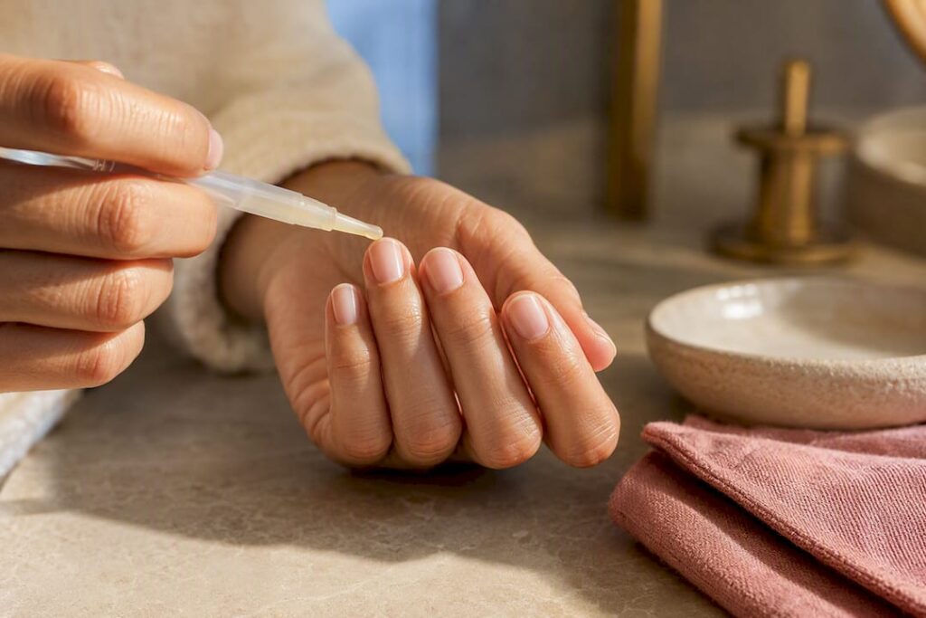 Natural nails receiving gentle cuticle care