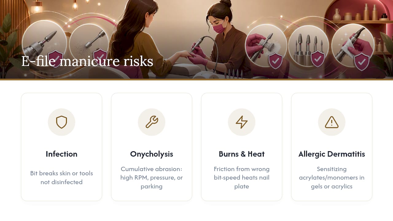 Four risks of unsafe e-file manicures