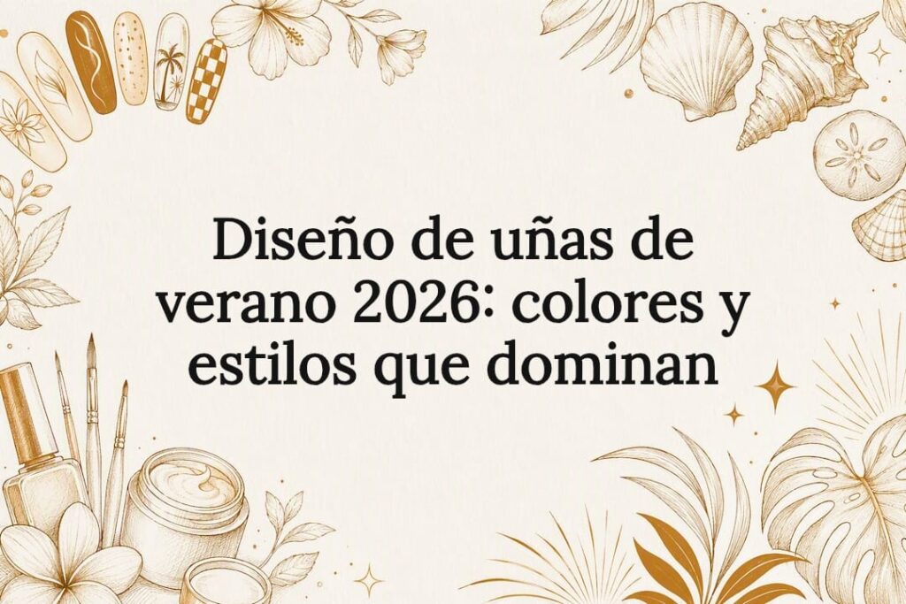Tarjeta ilustrada con diseños de uñas para el verano