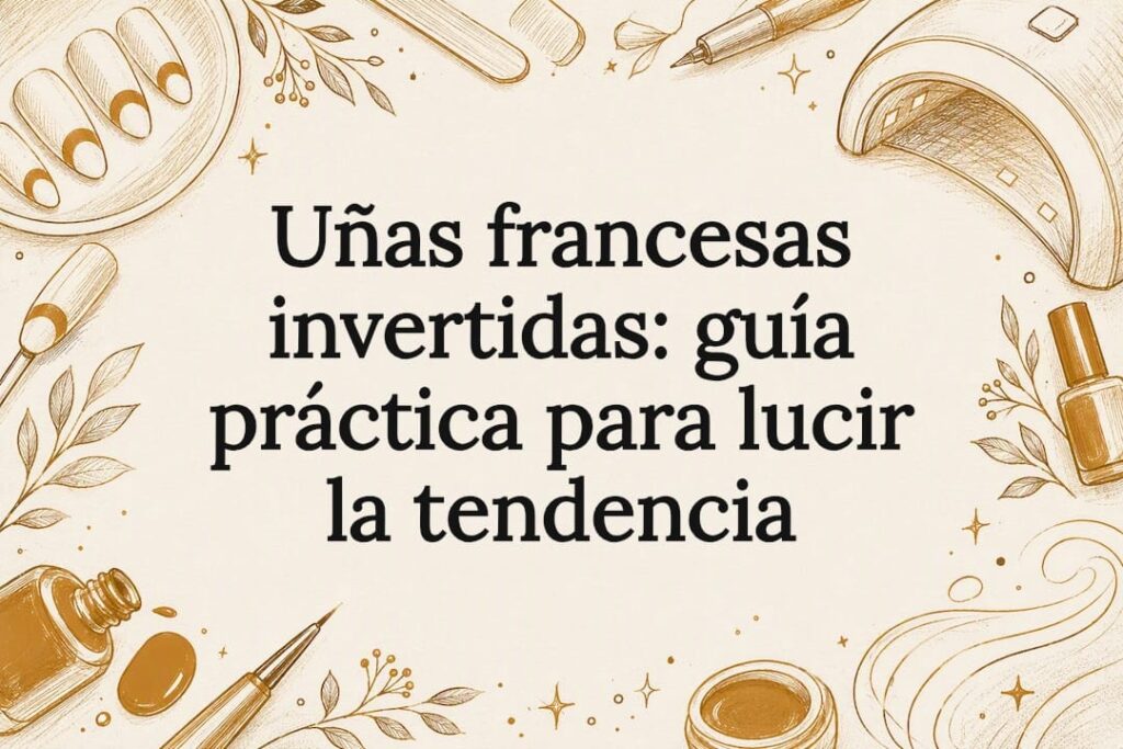 Tarjeta con ilustraciones de uñas francesas invertidas