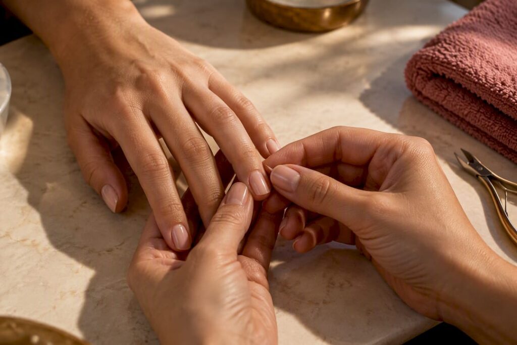 Close-up inspection of a simple hangnail