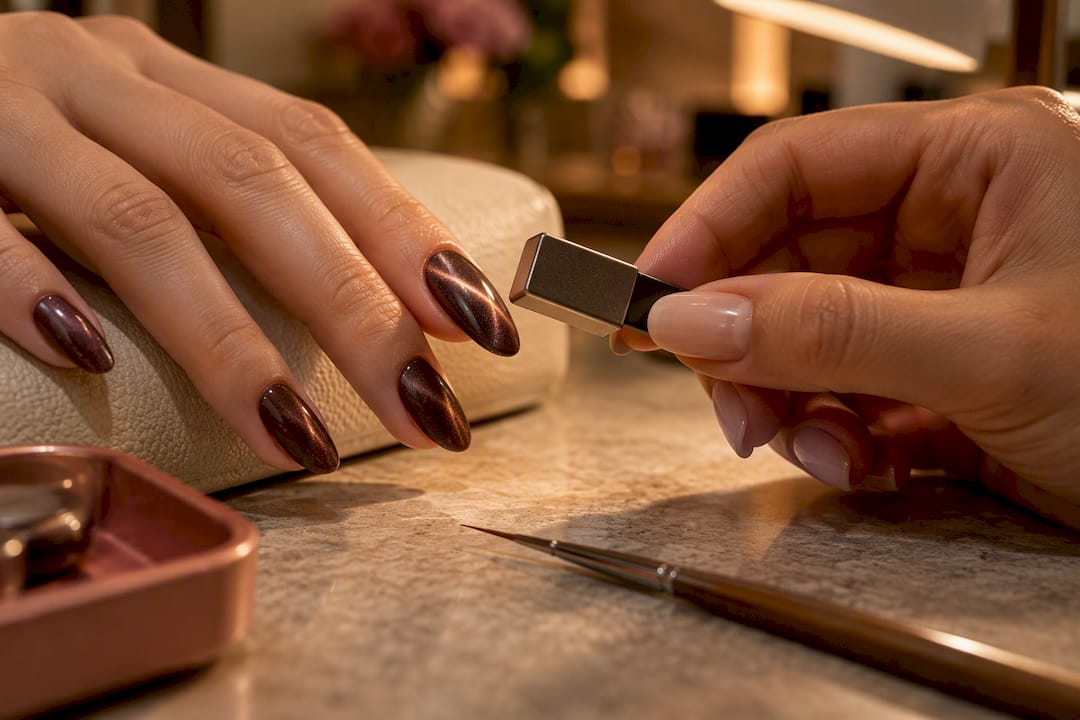 Magnet shaping a cat-eye nail effect