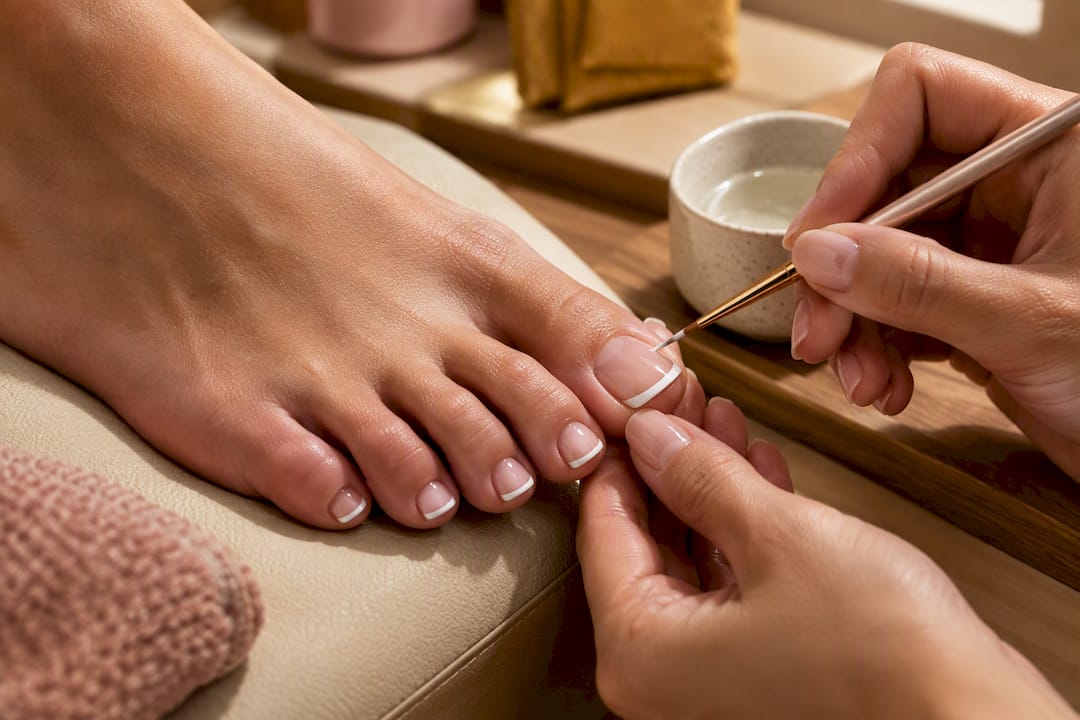 Corrección de la línea blanca en la pedicura