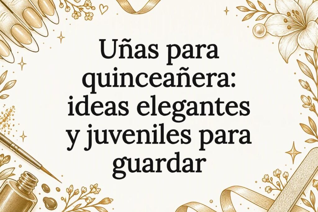 Tarjeta ilustrada para uñas de quinceañera