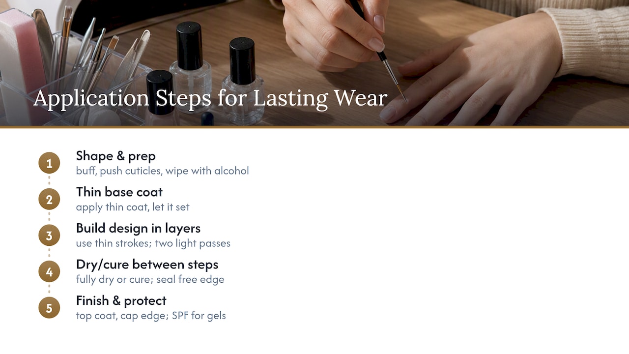 Short nail design application sequence