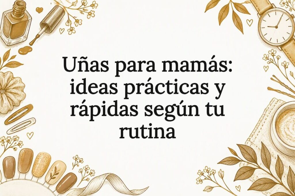 Tarjeta ilustrada con ideas de uñas para mamás
