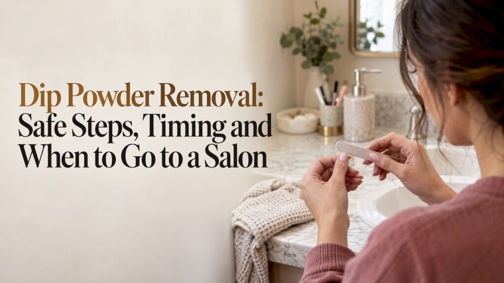 Carefully filing the seal on dip nails