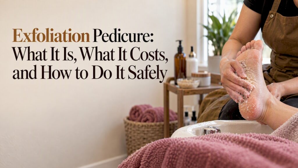 Technician gently applying scrub to a softened foot